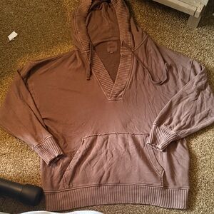 Aerie V-Neck Brown Pullover